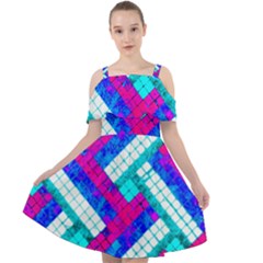 Pop Art Mosaic Cut Out Shoulders Chiffon Dress by essentialimage365