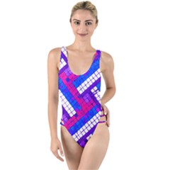 Pop Art Mosaic High Leg Strappy Swimsuit by essentialimage365