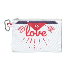 All You Need Is Love Canvas Cosmetic Bag (medium) by DinzDas