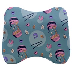 Japanese Ramen Sushi Noodles Rice Bowl Food Pattern 2 Velour Head Support Cushion by DinzDas