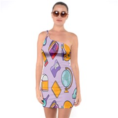 Back To School And Schools Out Kids Pattern One Soulder Bodycon Dress by DinzDas