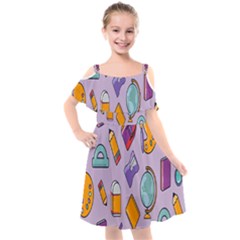Back To School And Schools Out Kids Pattern Kids  Cut Out Shoulders Chiffon Dress by DinzDas