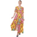 Fast Food Pizza And Donut Pattern Waist Tie Boho Maxi Dress View1