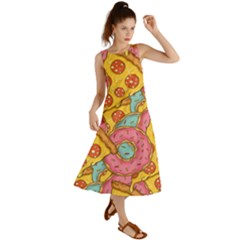 Fast Food Pizza And Donut Pattern Summer Maxi Dress by DinzDas