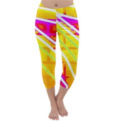 Pop Art Neon Wall Capri Winter Leggings  by essentialimage365