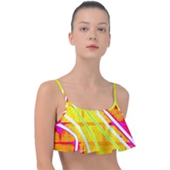 Pop Art Neon Wall Frill Bikini Top by essentialimage365