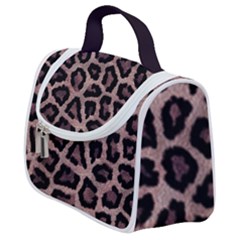 Realistic Leopard Fur Pattern, Brown, Black Spots Satchel Handbag by Casemiro