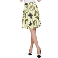 Folk Flowers Art Pattern Floral Abstract Surface Design  Seamless Pattern A-line Skirt by Eskimos