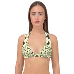 Folk Flowers Art Pattern Floral Abstract Surface Design  Seamless Pattern Double Strap Halter Bikini Top by Eskimos