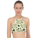 Folk flowers art pattern Floral abstract surface design  Seamless pattern Racer Front Bikini Top View1