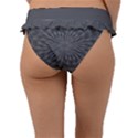 Abstract spirals, spiral abstraction, gray color, graphite Frill Bikini Bottom View2