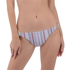Salmon And Grey Linear Design Ring Detail Bikini Bottom by dflcprintsclothing