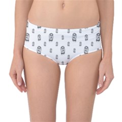 Sketchy Monster Pencil Drawing Motif Pattern Mid-waist Bikini Bottoms by dflcprintsclothing