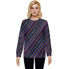 Dark Multicolored Striped Print Design Dark Multicolored Striped Print Design Hidden Pocket Sweatshirt by dflcprintsclothing