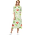 Seamless Pattern With Vegetables  Delicious Vegetables Bow Sleeve Chiffon Midi Dress View1