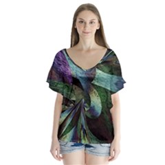 Cyclone V-neck Flutter Sleeve Top by MRNStudios