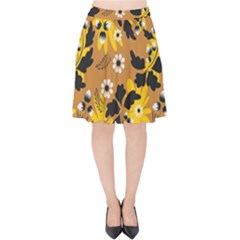 Folk Flowers Art Pattern  Velvet High Waist Skirt by Eskimos