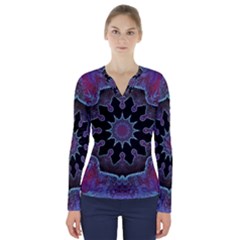 Framed Mandala V-neck Long Sleeve Top by MRNStudios