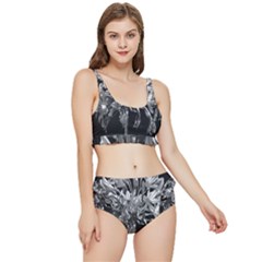 Black And White Lilies Botany Motif Print Frilly Bikini Set by dflcprintsclothing