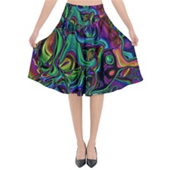 Brain Melt Flared Midi Skirt by MRNStudios