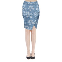 Folk Flowers Art Pattern  Midi Wrap Pencil Skirt by Eskimos