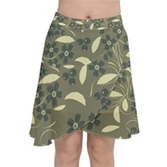 Folk Flowers Art Pattern  Chiffon Wrap Front Skirt by Eskimos