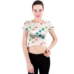 Underwater World Crew Neck Crop Top by SychEva