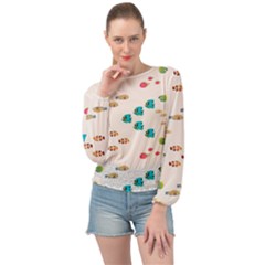 Underwater World Banded Bottom Chiffon Top by SychEva