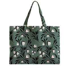 Folk Flowers Pattern Zipper Mini Tote Bag by Eskimos