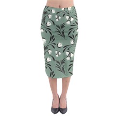 Folk Flowers Pattern Midi Pencil Skirt by Eskimos