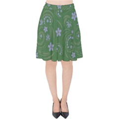 Folk Flowers Pattern Floral Surface Design Velvet High Waist Skirt by Eskimos