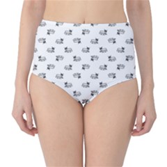Funny Monster Feline Drawing Motif Pattern Classic High-waist Bikini Bottoms by dflcprintsclothing