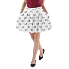 Funny Monster Feline Drawing Motif Pattern A-line Pocket Skirt by dflcprintsclothing