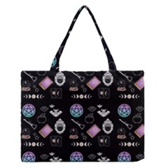 Witch Goth Pastel Pattern Zipper Medium Tote Bag by NerdySparkleGoth