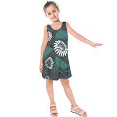 Folk Flowers Pattern Kids  Sleeveless Dress by Eskimos