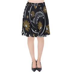 Folk Flowers Pattern Velvet High Waist Skirt by Eskimos