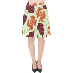 Folk Flowers Pattern Velvet High Waist Skirt by Eskimos