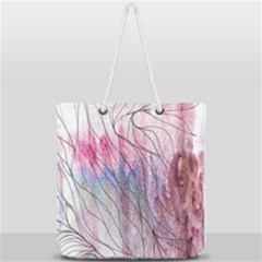 Flowing Petals Full Print Rope Handle Tote (large) by kaleidomarblingart
