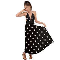 1950 Black White Dots Backless Maxi Beach Dress by SomethingForEveryone