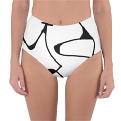 Black And White Abstract Linear Decorative Art Reversible High-waist Bikini Bottoms by dflcprintsclothing