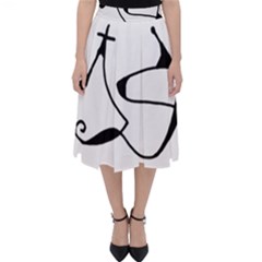Black And White Abstract Linear Decorative Art Classic Midi Skirt by dflcprintsclothing