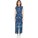 Dark Blue Stars Women s Frill Top Jumpsuit View1