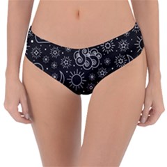 Dark Moon And Stars Reversible Classic Bikini Bottoms by AnkouArts