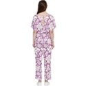 White Hawaiian flowers on purple Batwing Lightweight Jumpsuit View2