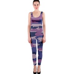 Abstract Purple Camo One Piece Catsuit by AnkouArts