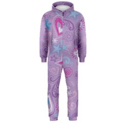  Hearts And Stars On Light Purple  Hooded Jumpsuit (men)  by AnkouArts