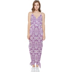 Purple Pattern Oval Sleeveless Tie Ankle Jumpsuit by AnkouArts