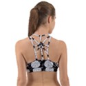 Black skull on white Back Web Sports Bra View2