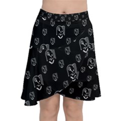 Funny Weird Monster Portrait Motif Pattern Chiffon Wrap Front Skirt by dflcprintsclothing