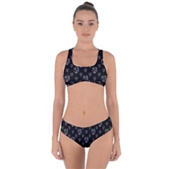 Funny Weird Monster Portrait Motif Pattern Criss Cross Bikini Set by dflcprintsclothing